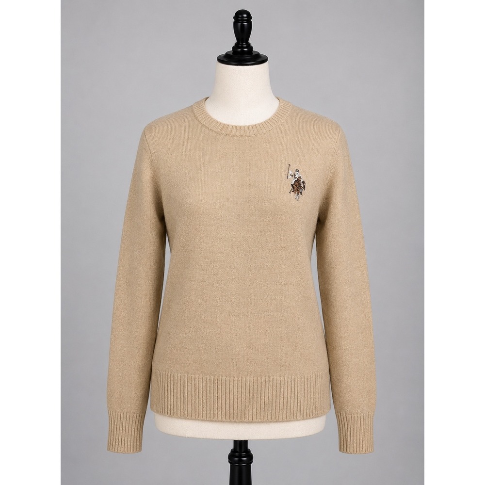 U.S. Polo Assn. Women's Crewneck Sweater in Tan Beige